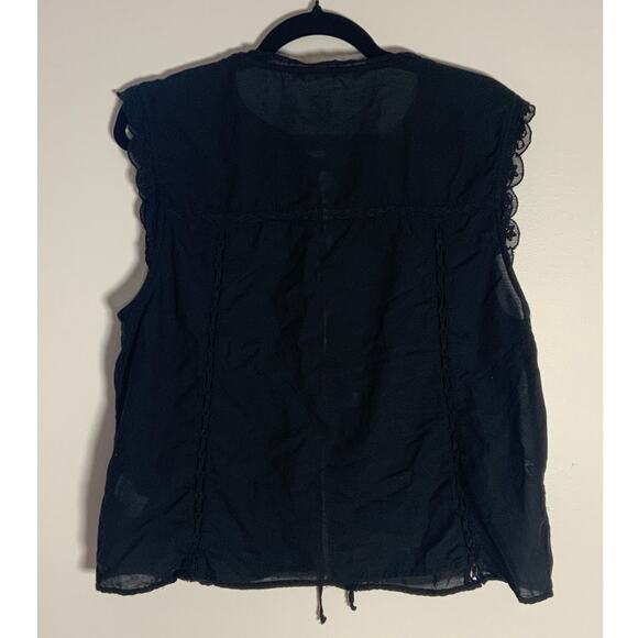 Zara Black tie front lace‎ blouse women's size XXL - Picture 3 of 5